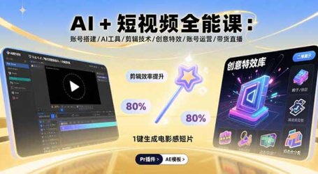 AI+短视频全能课:账号搭建/AI工具/剪辑技术/创意特效/账号运营/带货直播