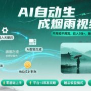不用拍不用剪！AI自动生成烟雨视频，日入5张+，睡后收入