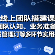 线上团队搭建课:团队认知、业务准备、人员管理、协议签订等多环节实用技巧