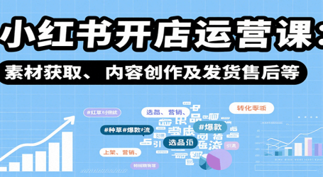 小红书开店运营课:选品、上架、营销、素材获取、内容创作及发货售后等