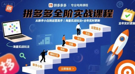 拼多多全阶实战课程,从新手小白到运营高手,海量实战玩法+全年实时更新【2025年9月更新】