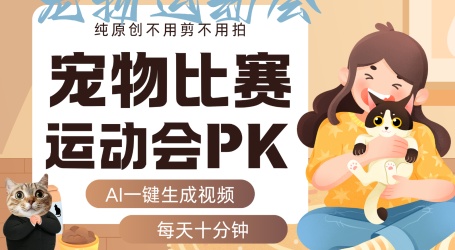 AI萌宠运动员跳水 射击 篮球 足球比赛 每天十分钟 附详细提示词文案库 代替做…