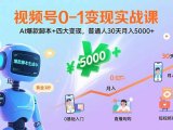视频号0-1变现实战课：AI爆款脚本+四大变现，普通人30天月入5000+