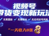 视频号带货变现新玩法，无需露脸，无需粉丝，无任何封号风险，一天收益8张【揭秘】
