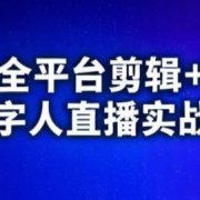 视频号、快手、抖音全平台剪辑+数字人直播实战课(更新8月)