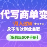 AI代写商单变现,月入过W,永不淘汰副业兼职【保姆级SOP手册】