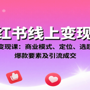小红书线上变现课:商业模式、定位、选题、文案创作、爆款要素及引流成交