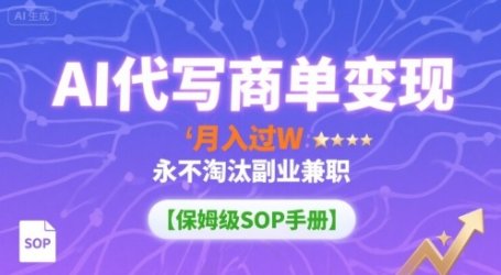 AI代写商单变现,月入过W,永不淘汰副业兼职【保姆级SOP手册】