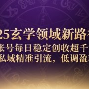 2025玄学领域新路径:单账号每日稳定创收1k+,借私域精准引流,低调盈利