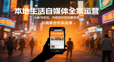 本地生活自媒体全案运营,从账号定位、内容创作到流量变现与商家合作实战课