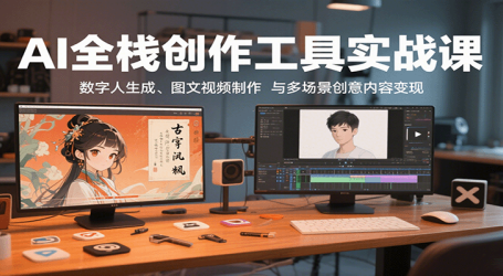 AI全栈创作工具实战课:数字人生成、图文视频制作与多场景创意内容变现