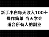 新手小白每天收入100+,操作简单 当天学会 ,适合所有人的副业