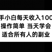 新手小白每天收入100+,操作简单 当天学会 ,适合所有人的副业
