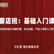 小红薯薯店商城卖货，基础入门课，教你如何进行店铺开通、后台设置、产品上传等入门知识
