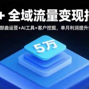 AI+全域流量变现指南，四部曲运营+AI工具+客户挖掘，单月利润提升5万