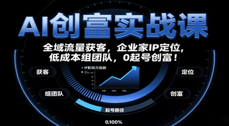 AI创富实战课:企业家IP定位,全域流量获客,低成本组团队,0起号创富!