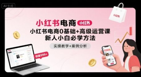 小红书电商0基础+高级运营课,新人小白必学方法,实操教学+案例分析