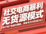 社交电商暴利无货源模式：从种子用户到盈利爆破，单账号月均收益5w+