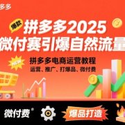 拼多多2025微付赛引爆自然流量,拼多多电商运营教程,运营、推广、打爆品、微付费