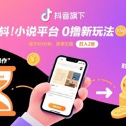 抖音旗下小说平台0撸新玩法,每天挂G60分钟,简单无脑,日入2张【揭秘】