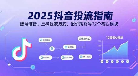 2025抖音投流指南，账号准备、三种投放方式、出价策略等12个核心模块