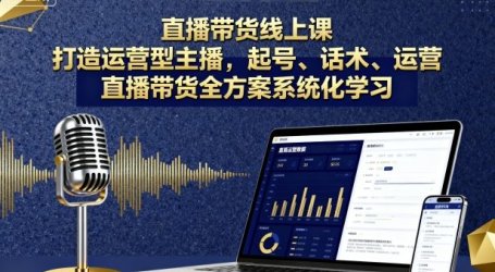 直播带货线上课，打造运营型主播，起号、话术、运营，直播带货全方案系统化学习