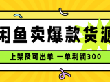 闲鱼卖爆款货源,每天利润1000,上架即出单