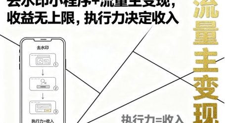 去水印小程序+流量主变现，收益无上限，执行力决定收入
