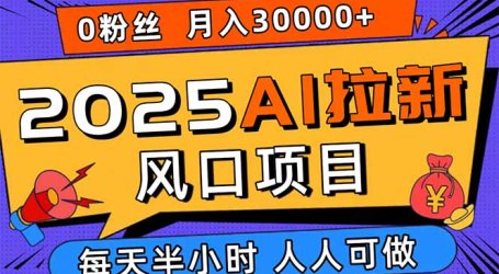 2025AI拉新风口项目，0粉0基础月入30000+新手小白轻松学会