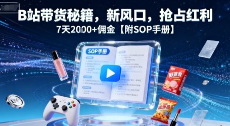 B站带货秘籍，新风口，抢占红利，7天2k+佣金【附SOP手册】