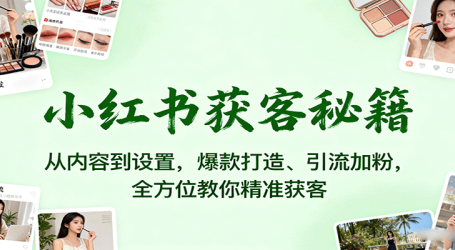 小红书获客秘籍：从内容到设置，爆款打造、引流加粉，全方位教你精准获客