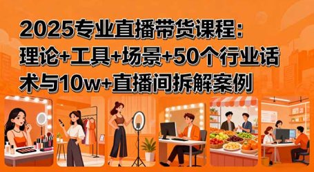 2025专业直播带货课程：理论+工具+场景+50个行业话术与10w+直播间拆解案例