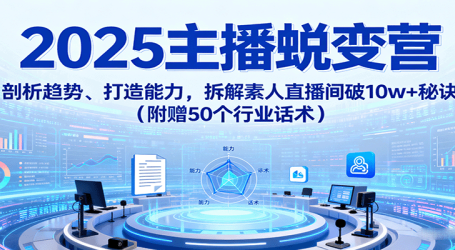 2025主播蜕变营：剖析趋势、打造能力，拆解素人直播间破10w+秘诀(附赠50个行业话术)