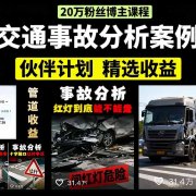 交通事故分析案例短视频，剪辑技巧+文案模板+配音教学+快速起号 月收益2w+