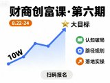财商创富课第六期8月22-24号，如何从10W起步，一步步实现大目标