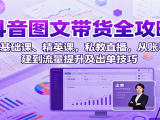 抖音图文带货全攻略：含基础课、精英课，私教直播，从账号搭建到流量提升及出单技巧