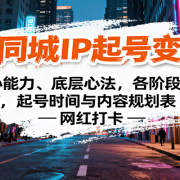 抖音同城IP起号变现课：核心能力、底层心法，各阶段要点，起号时间与内容规划表