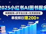 2025小红书AI图书掘金,视频矩阵+多平台分发+无货源变现,单视频日赚200+