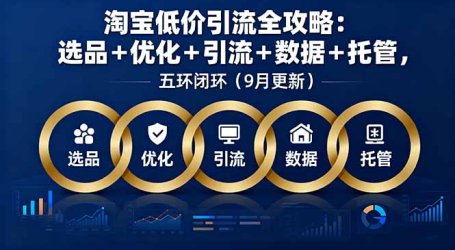 淘宝低价引流全攻略：选品＋优化＋引流＋数据＋托管，五环闭环(9月更新