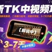 最新TK中视频项目,Tk影视解说赛道,搬运二创暴力起号,流量非常猛,3-7天开通中视频(更新)