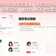 2025小红书无货源课,开店选品+爆款笔记+矩阵运营,单店月入5万+实战效果
