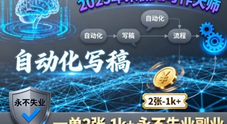 2025年来做AI写作大师，自动化写稿，一单2张-1k+，永不失业副业