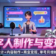 2025数字人制作与变现课，创意设计+内容制作+商业变现，单号月增粉10万+