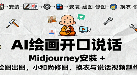 AI绘画开口说话，Midjourney安装 + 绘图出图，小和尚修图、换衣与说话视频制作
