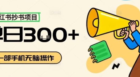 小红书抄书项目，无脑操作，一天3张