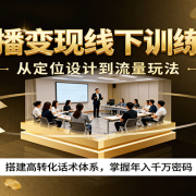 直播变现线下训练营，从定位设计到流量玩法，搭建高转化话术体系，掌握年入千万密码