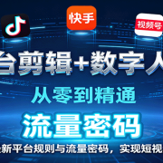 全平台剪辑+数字人直播，从零到精通，掌握最新平台规则与流量密码，实现短视频变现
