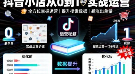 抖音小店从0到1实战运营，帮你全方位掌握小店运营，提升搜索数据与出单量
