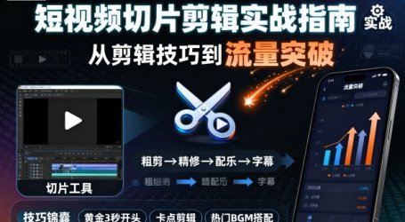 短视频切片剪辑实战指南，从剪辑技巧到流量突破