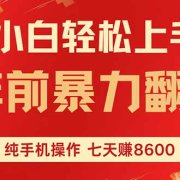 七天狂赚8600,小白纯手机操作,日入1000+
